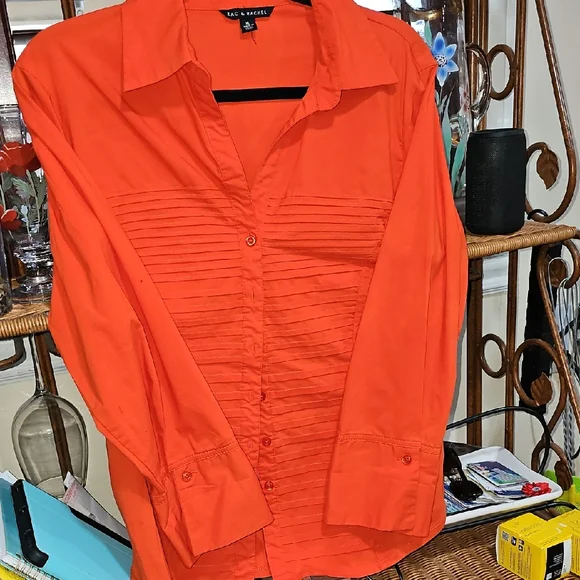 Zac & Rachel Vibrant Orange Button-Down Shirt - Picture 1 of 1